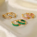 Cross-Border Emerald Titanium Steel Hoop Earrings - Vintage High-End Jewelry for Women - wallojewerly 