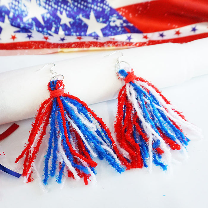 Patriotic Bohemian Tassel Earrings with Handcrafted Design for Independence Day