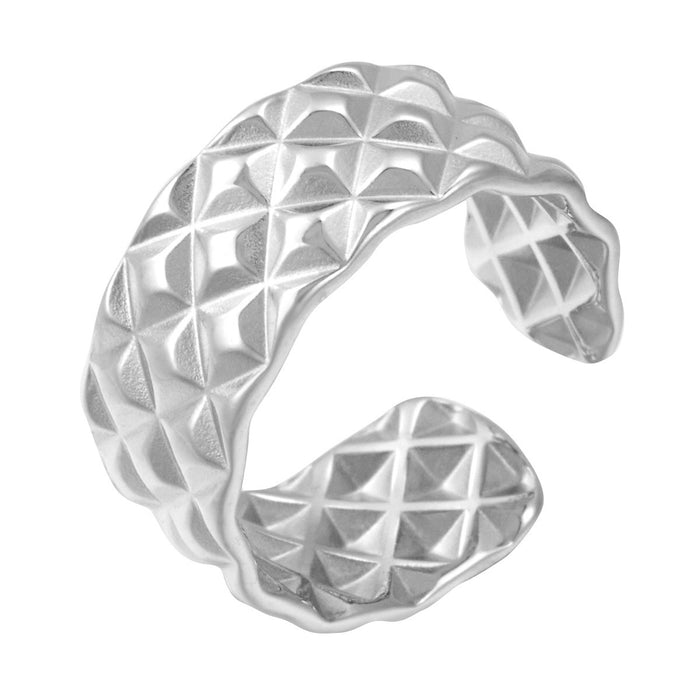 Wholesale stainless steel gold-plated diamond pattern openwork ring