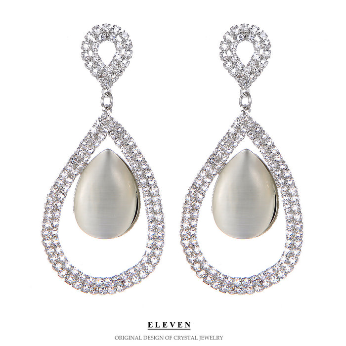 French-Style Waterdrop Earrings - Elegant Long Rhinestone Jewelry for a Chic Look