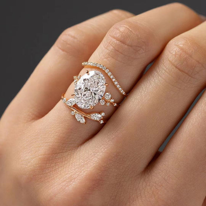 Anillo de bodas de circonita creativa para mujer con diseño en forma de lágrima.