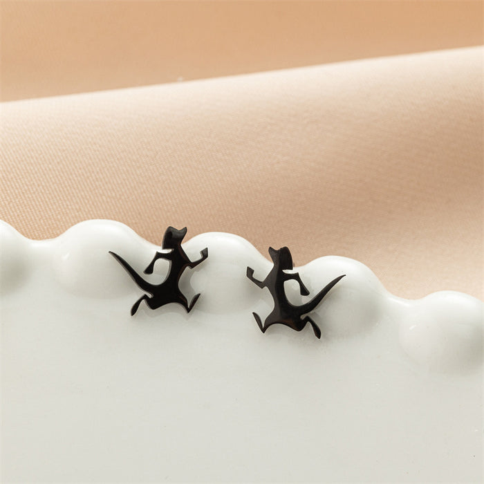 Running Dog Stainless Steel Stud Earrings - Fun and Playful Animal Jewelry