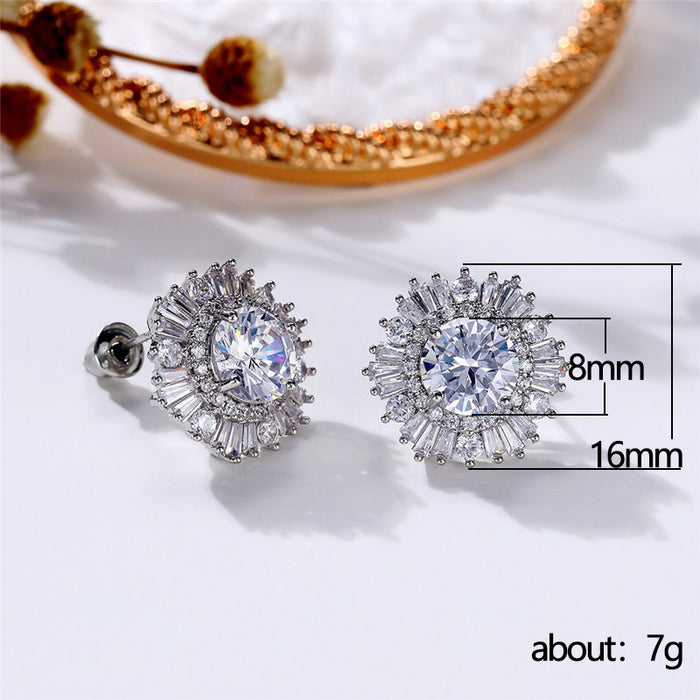 Pendientes de copo de nieve con circonitas y diamantes