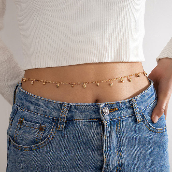 Love pendant bead chain vintage metal waist chain