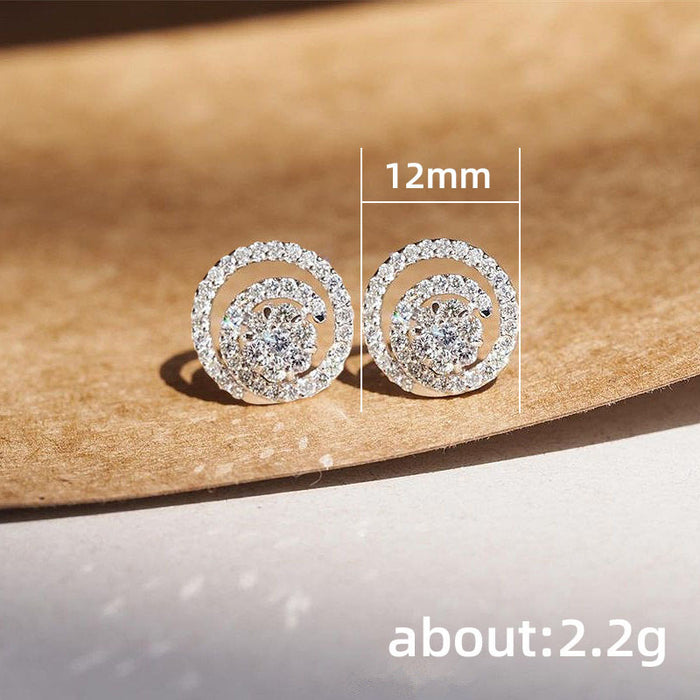 Hollow small disc zircon earrings personality earrings