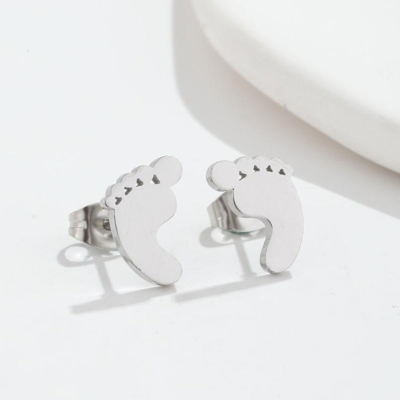 Pendientes de acero inoxidable con forma de huella de bebé: joyas bonitas y emotivas para madres