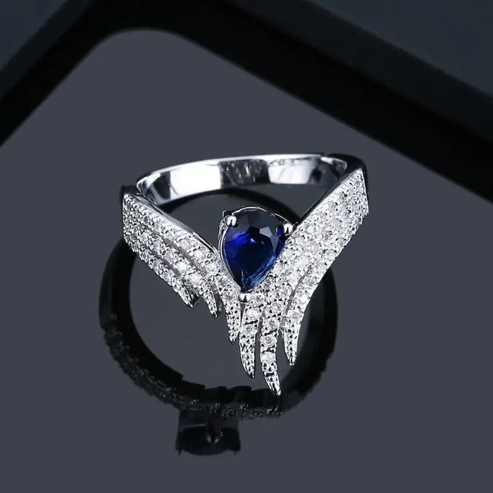 Wings zircon ring teardrop-shaped inlaid fashion ring