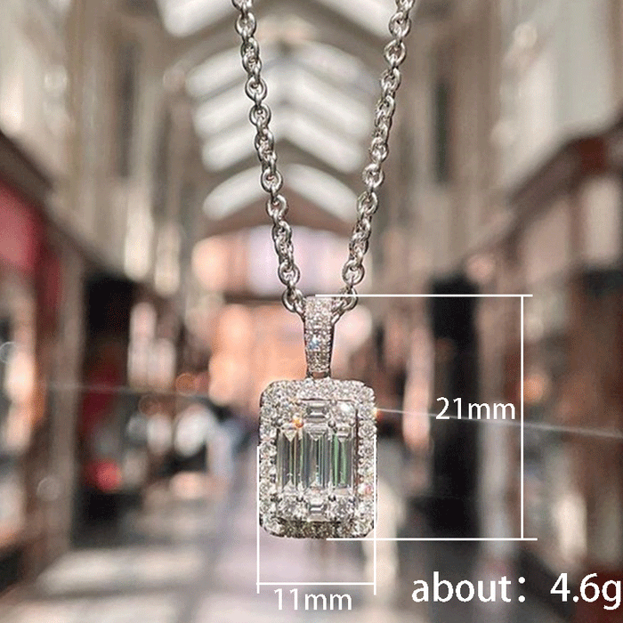 Square diamond zircon pendant niche design women's necklace