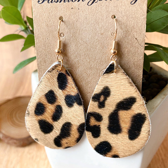 Bohemian Leopard Print Earrings with Turquoise and Rustic Style