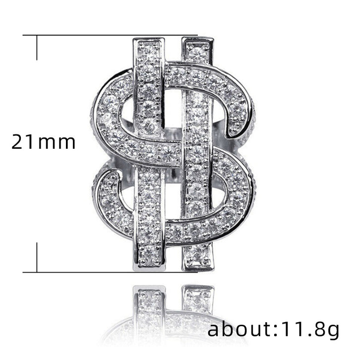 Alloy ring hollow dollar symbol hip-hop men's ring