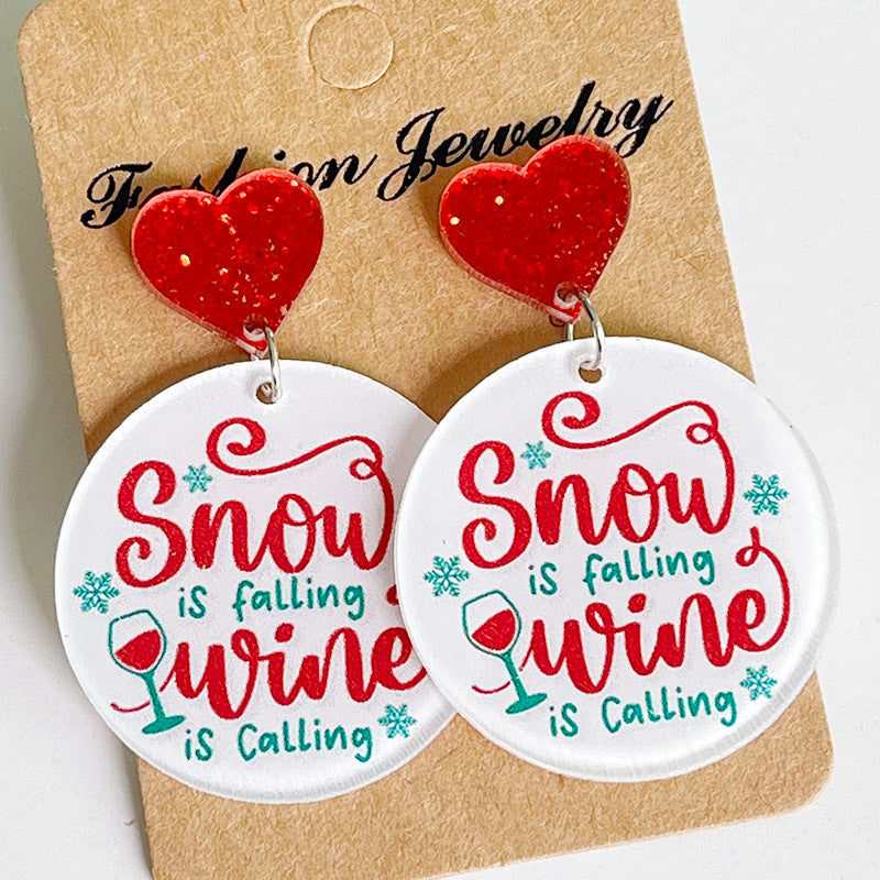 Red acrylic Christmas earrings - wallojewerly 