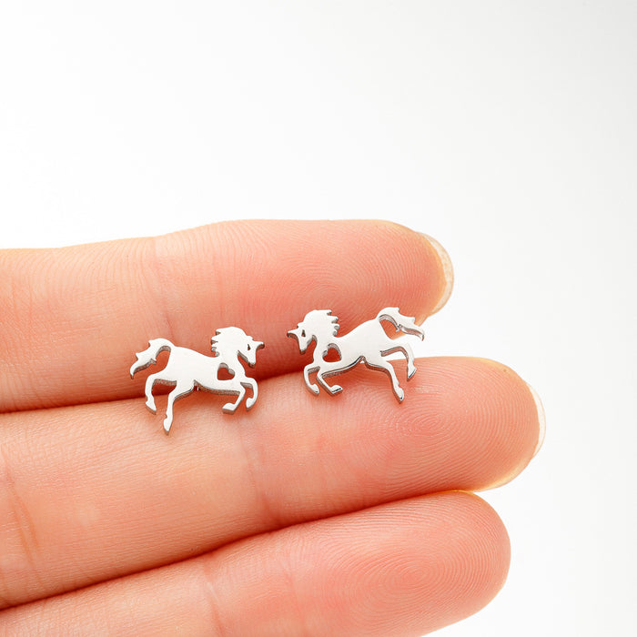 Horse Head Stainless Steel Stud Earrings - Unique and Stylish Animal Jewelry