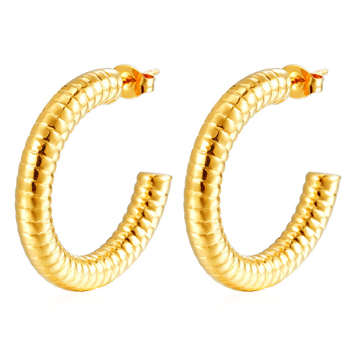 Pendientes grandes huecos en forma de C Pendientes estilo Hong Kong oro 18K