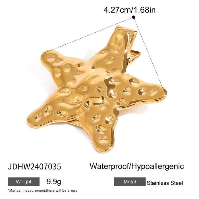 Horquilla de acero inoxidable de 18 k con forma de estrella de mar, clip recto de alta gama