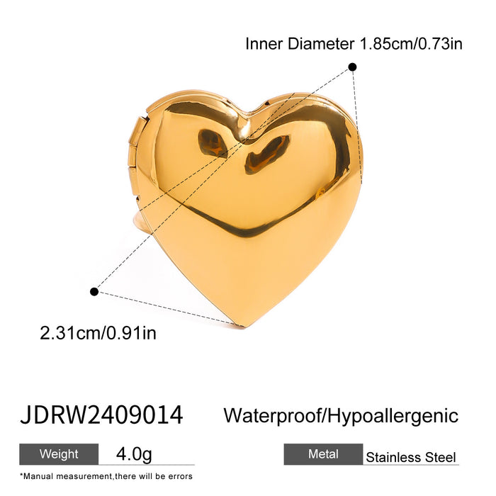 Stainless steel heart luxury ring