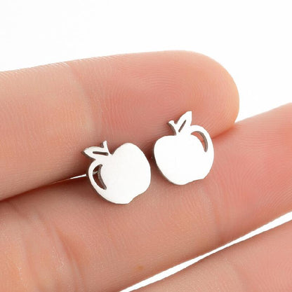 Snowflake and Apple Stainless Steel Earrings - Perfect Christmas Gift Jewelry