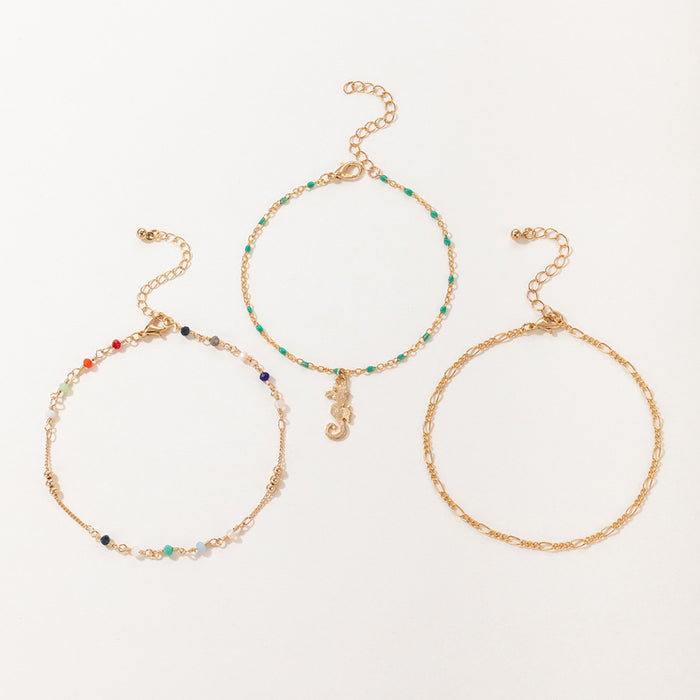 Ethnic Style Multi-Layer Anklet Set - Beaded Shell String Foot Jewelry