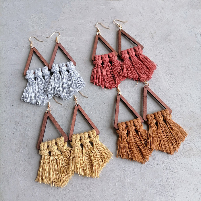 Summer Tassel Earrings with Morandi Color and Triangle Design