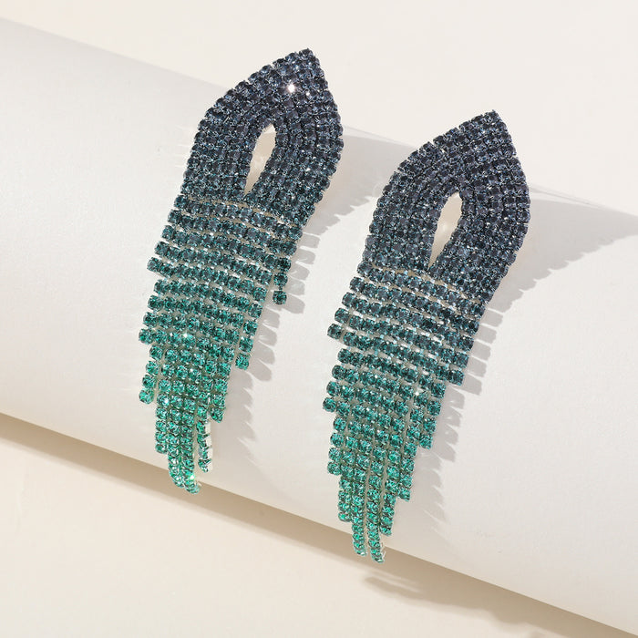 Exaggerated Hollow Tassel Earrings - Long Rhinestone Dangles for a Bold Look