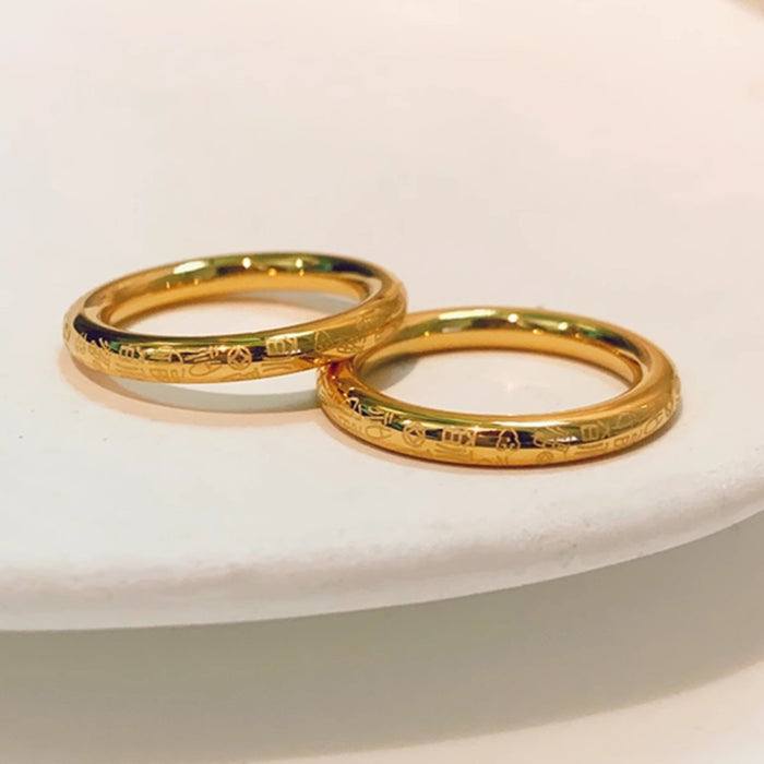 Wholesale colorfast stainless steel and titanium steel Wanfu plain ring couple rings