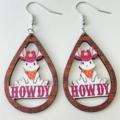 Easter Forest Bunny Earrings with Western Teacher and Mom Sports Designs