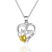 I love you mom engraved pendant women's clavicle necklace - wallojewerly 