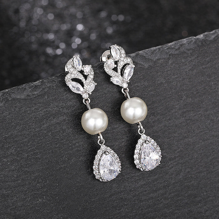Imitation pearl earrings for women palace style water drop earrings elegant earrings - wallojewerly 