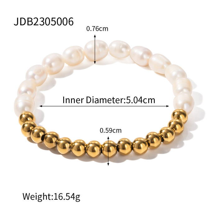 Pearl bracelet, high-end niche spring bracelet, 18k gold titanium steel jewelry