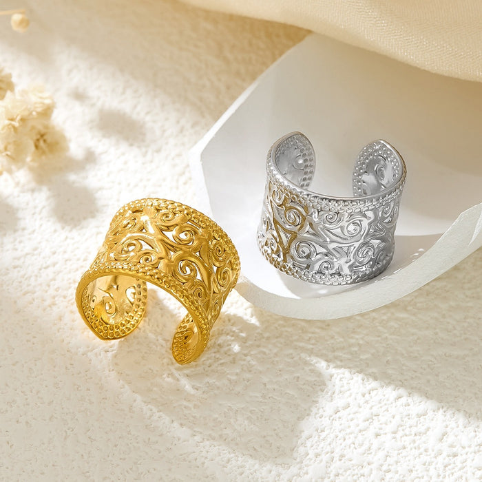 Wholesale openwork pattern extra wide opening rings