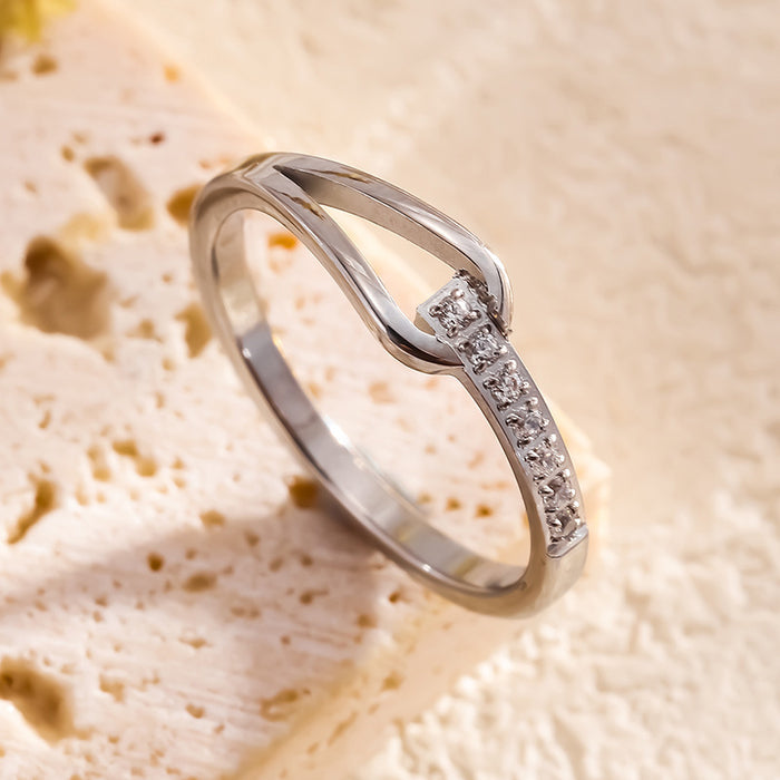 Wholesale titanium steel diamond-encrusted teardrop CNC geometric prong rings