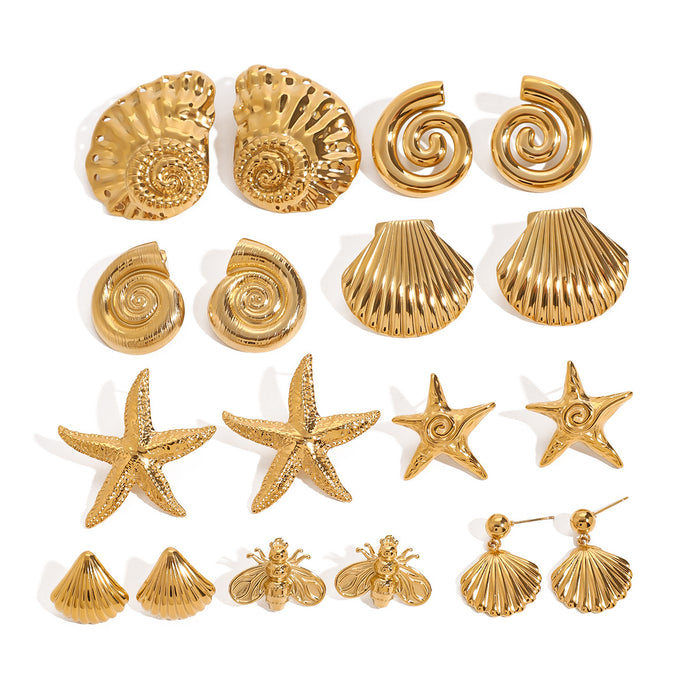 Stainless steel starfish gold earrings high-end earrings