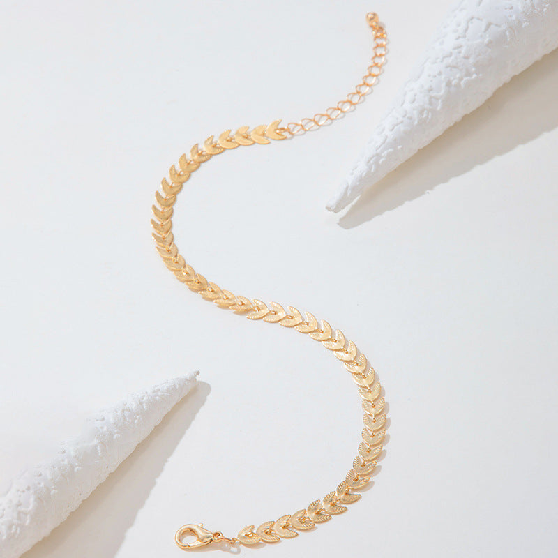 Single Layer Plane Chain Anklet - Minimalist Gold Foot Jewelry