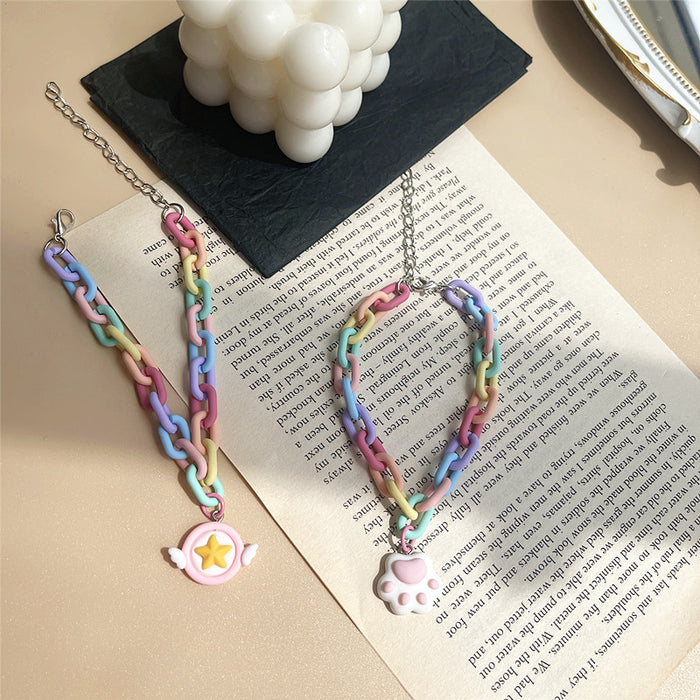 Acrylic rainbow cat claws girlfriend bracelet Lolita style