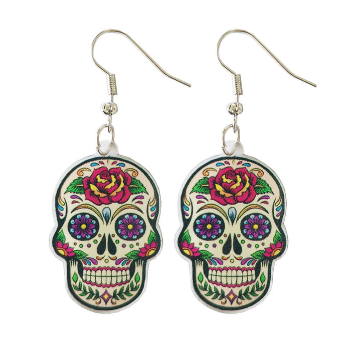 Day of the Dead Mushroom Snake Acrylic Earrings