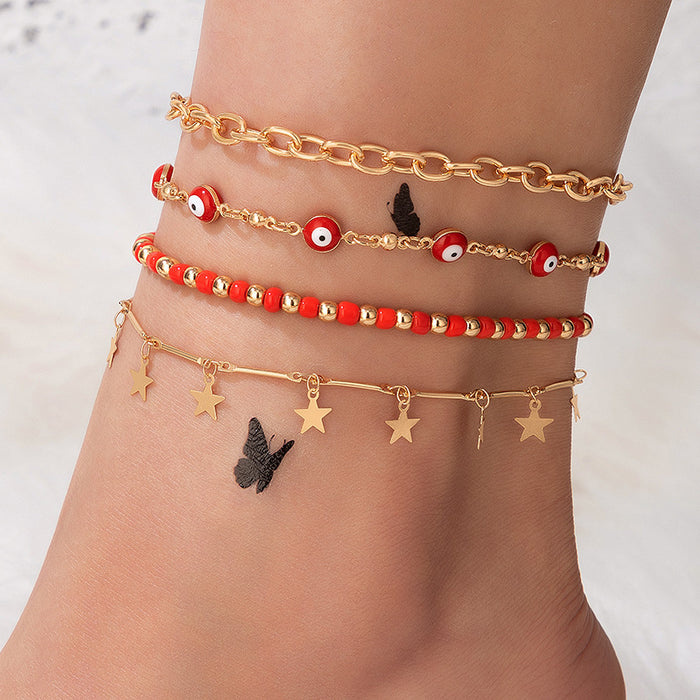 Minimalist Eye Butterfly Anklet - Single Layer Stylish Foot Jewelry