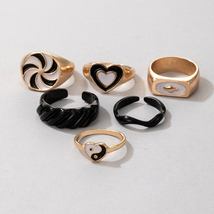 Dark Love Windmill Tai Chi 6-piece Oil Drop Ring