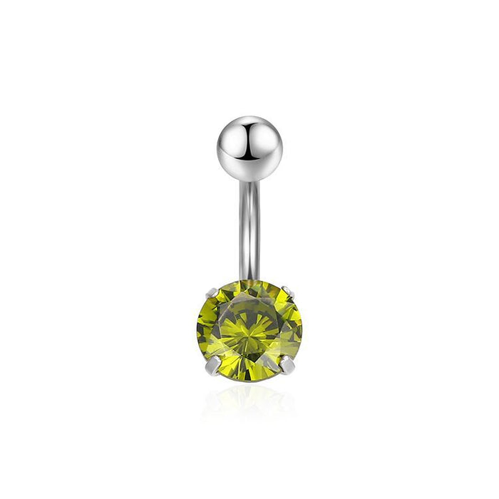 Stainless steel zircon round double head belly button ring belly button nail