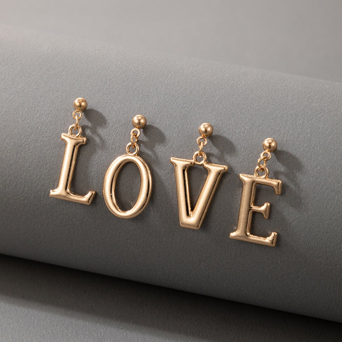 Letter LOVE geometric earrings set