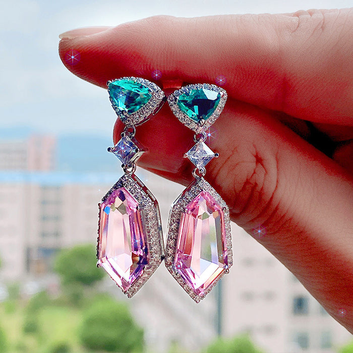 3A zircon imitation crystal earrings