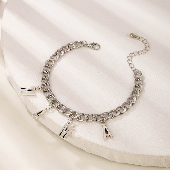 Simple Letter Anklet with Geometric Chain Design - Mother’s Day Gift