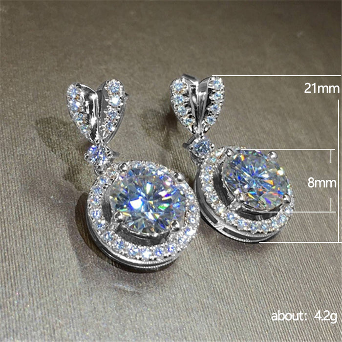 Zirconia Heart Shaped Drop Earrings Wedding Jewelry