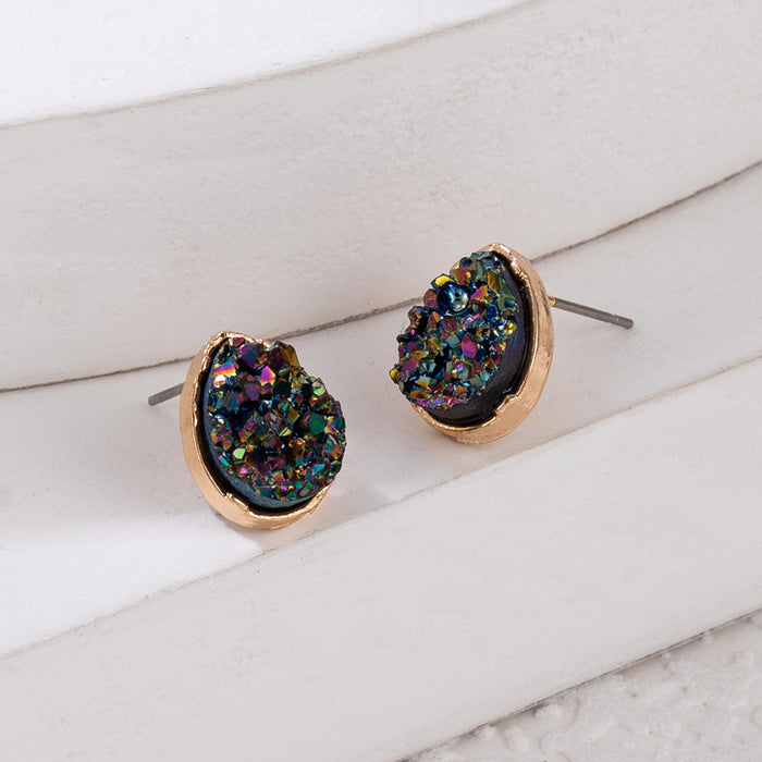 Imitation natural stone earrings teardrop-shaped alloy earrings