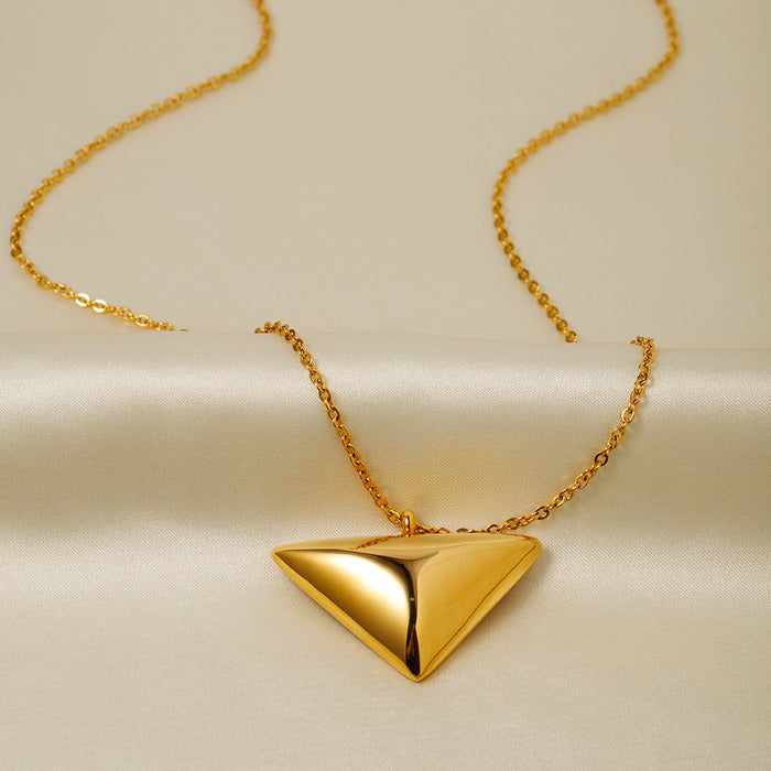 18K Gold-Plated Stainless Steel Triangle Pendant Necklace - Minimalist Designer Jewelry