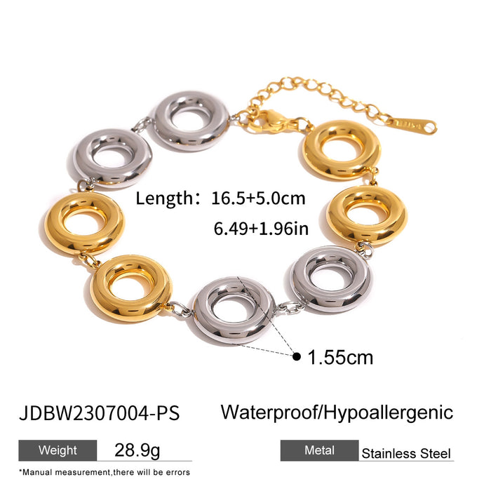 Gold and silver color matching circle bracelet, fashion titanium steel, non-fading earrings jewelry