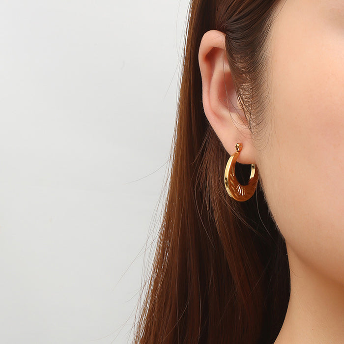 French round earrings, simple and luxurious, 18K gold-plated earrings