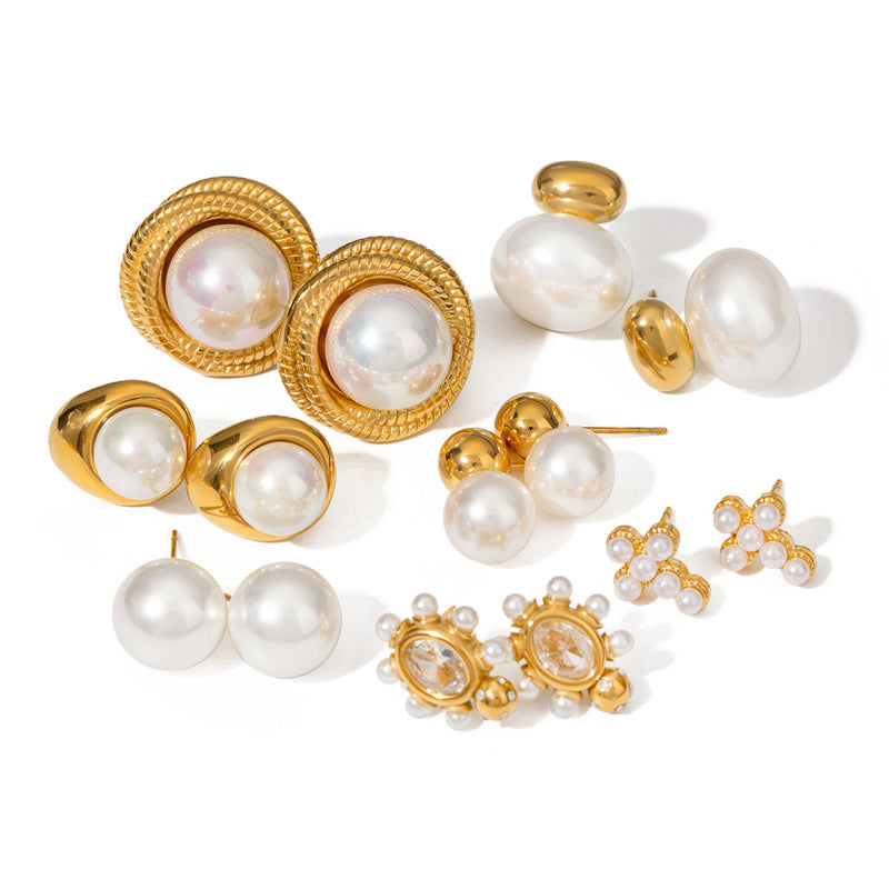 Stainless steel pearl earrings titanium steel earrings