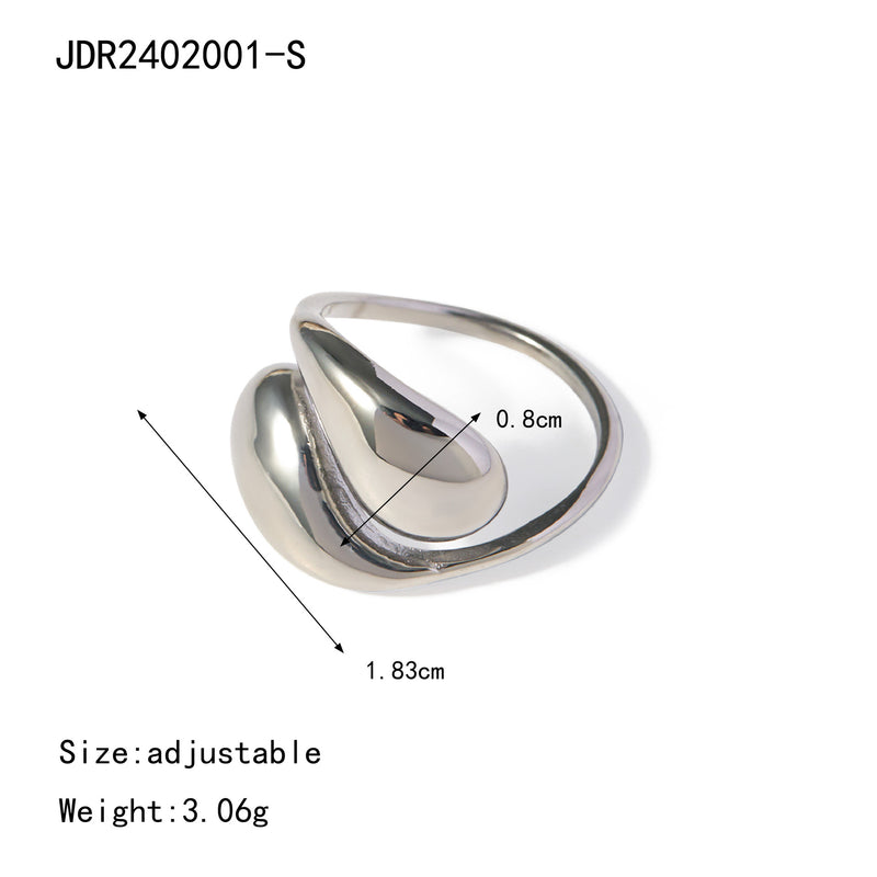 Stainless steel steel color exaggerated open ring