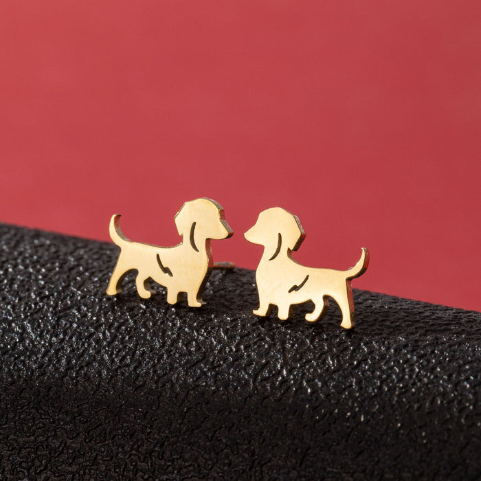 Dog Zodiac Stainless Steel Stud Earrings - Adorable and Playful Animal Jewelry