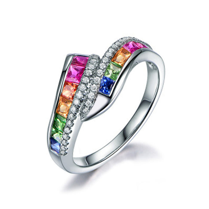 Colored zircon ring for women anniversary jewelry gift ring