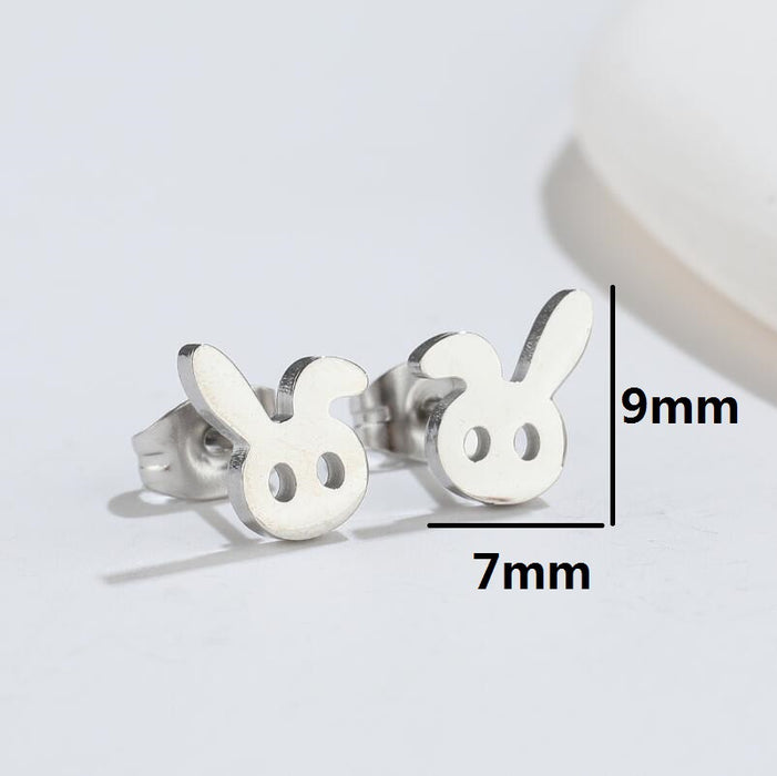 Rabbit Stainless Steel Stud Earrings - Cute and Playful Animal Jewelry